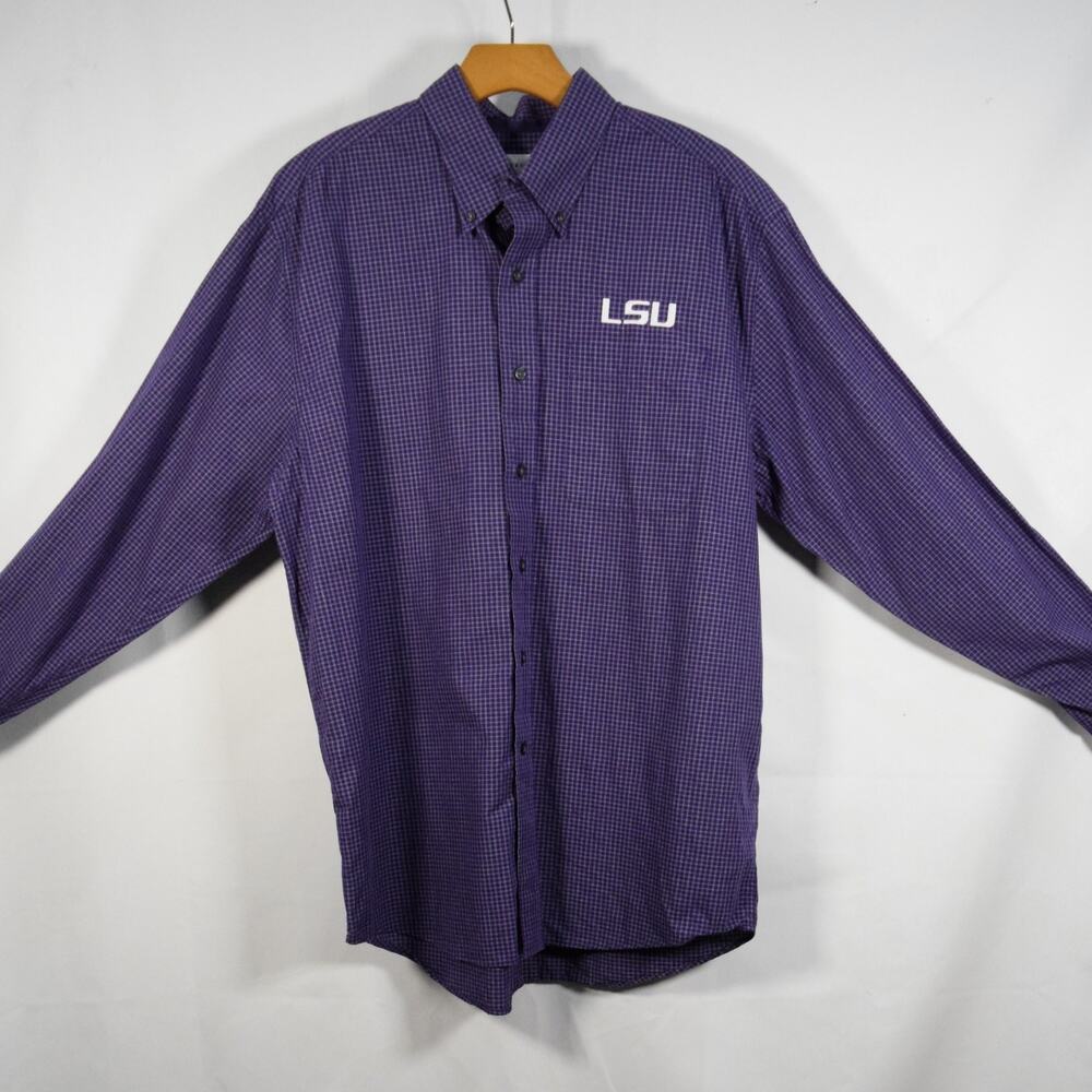 Cutter & Buck Purple LSU Button-Up Short Sleeve Tee